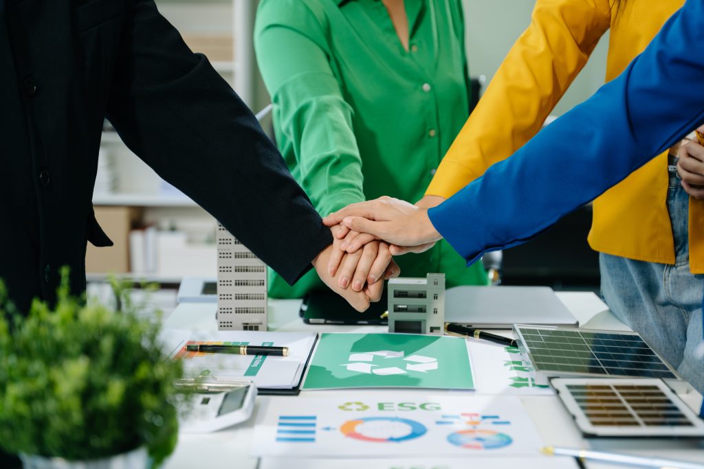 Partner team planning sustainable solutions